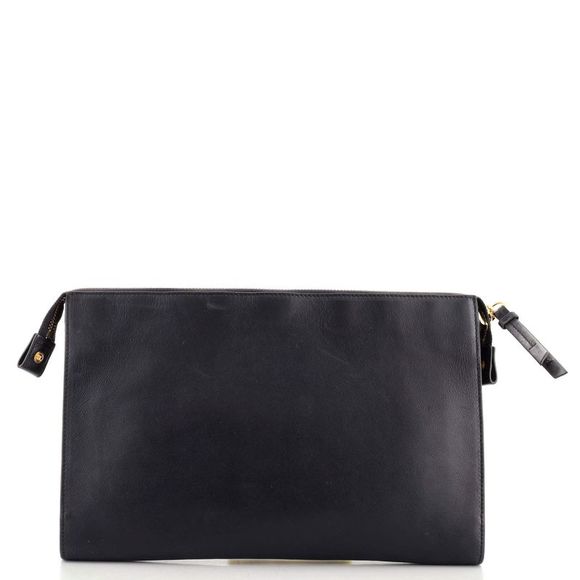 Chloe Logo Vick Pouch Leather Large Blue - Picture 4 of 8